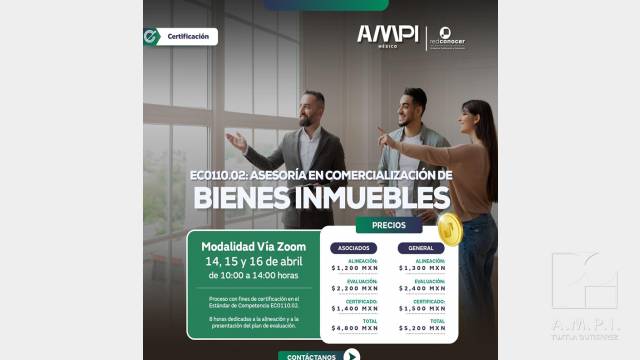 AMPI Tuxtla Certificación de Asesoría en Comercialización Inmobiliaria
