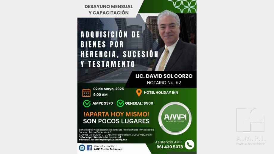 Adquisición de bienes por herencia, sucesión y testamento - AMPI Tuxtla